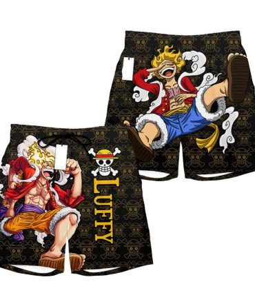 Anime Pirate King Luffy Shorts - Stylish Men'S Swimwear With Iconic Print