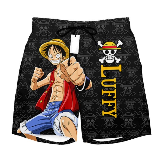 Anime Swim Trunks - Luffy Design , Men'S Quick-Dry Beach Shorts , Perfect For Fans - Image 2