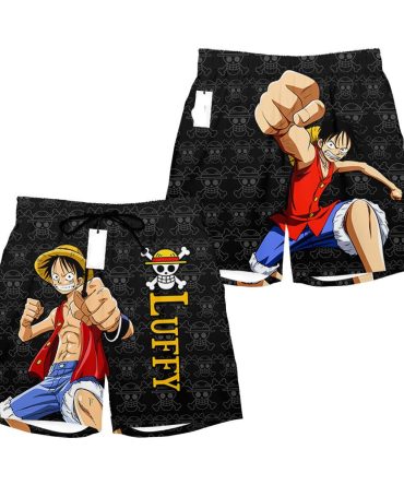 Anime Swim Trunks - Luffy Design , Men'S Quick-Dry Beach Shorts , Perfect For Fans