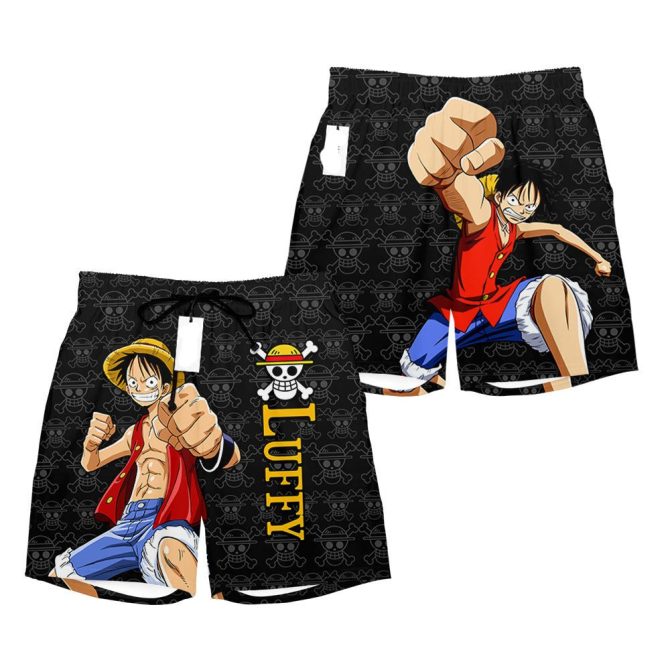Anime Swim Trunks - Luffy Design , Men'S Quick-Dry Beach Shorts , Perfect For Fans