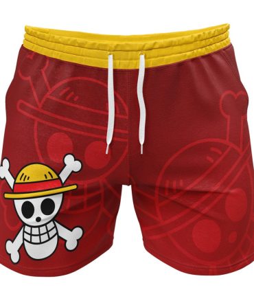 Anime Skull Design Men'S Red Swim Shorts - Bold Summer Style