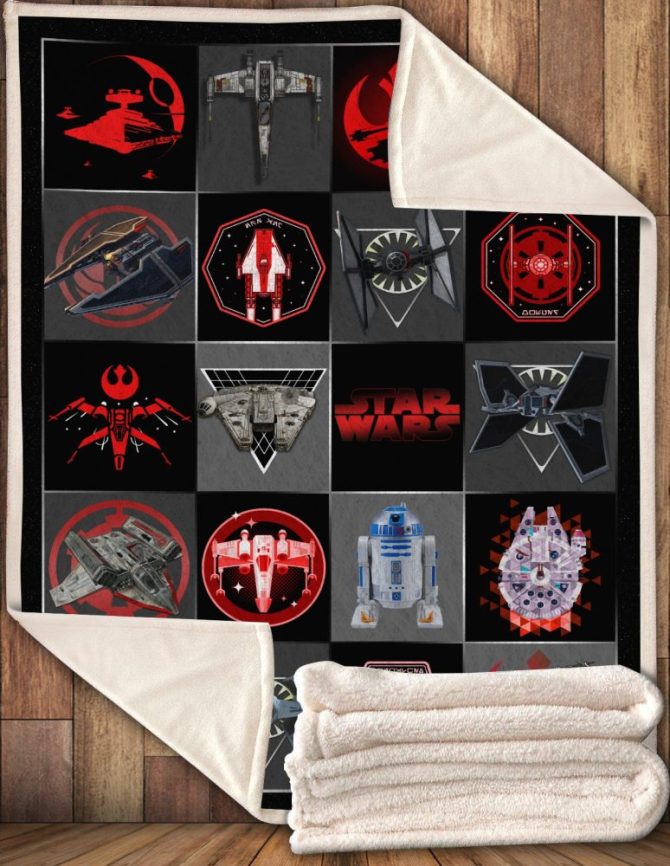 Cozy Star Wars Fleece Blanket - Iconic Spaceships & Characters Design - Perfect Gift For Fans