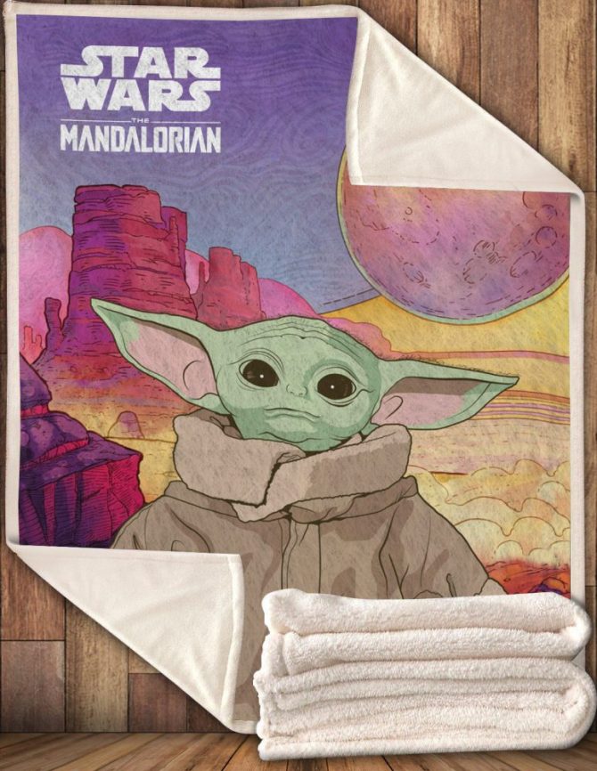 Cozy Star Wars Mandalorian Baby Yoda Blanket - Soft Fleece Throw For Fans