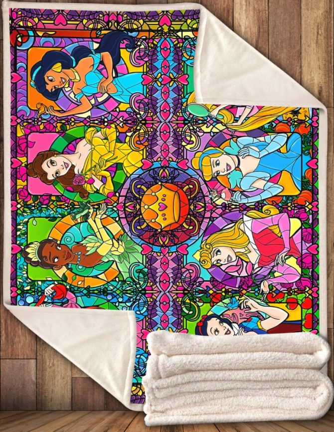 Cozy Princess Stained Glass Throw Blanket - Vibrant Colors & Soft Comfort For Kids & Adults