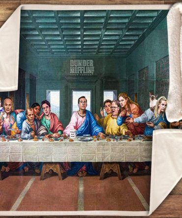 Cozy Dunder Mifflin Office Parody Blanket – Fun Last Supper Design For Fans