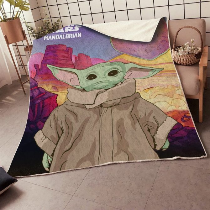 Cozy Star Wars Mandalorian Baby Yoda Blanket - Soft Fleece Throw For Fans - Image 2