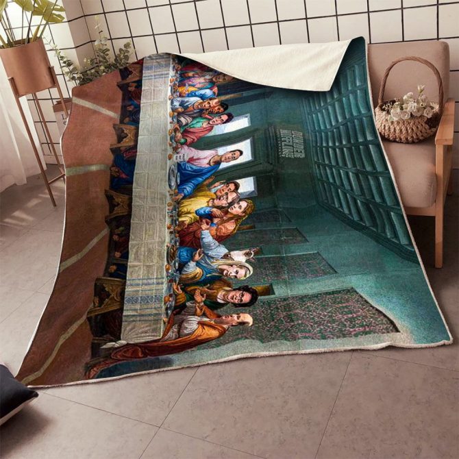Cozy Dunder Mifflin Office Parody Blanket – Fun Last Supper Design For Fans - Image 2