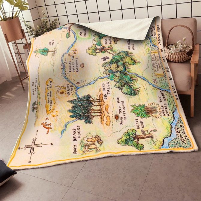 Cozy 100 Acre Wood Map Blanket – Perfect For Kids & Storytime Adventures - Image 3
