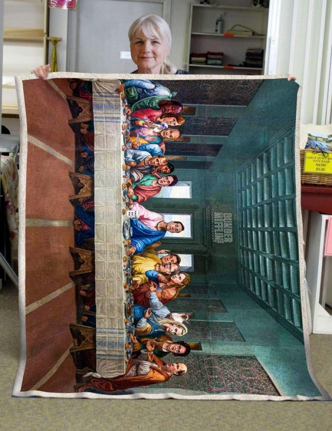 Cozy Dunder Mifflin Office Parody Blanket – Fun Last Supper Design For Fans - Image 3
