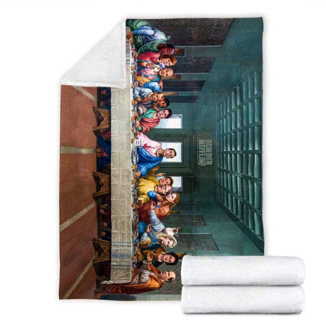 Cozy Dunder Mifflin Office Parody Blanket – Fun Last Supper Design For Fans - Image 4