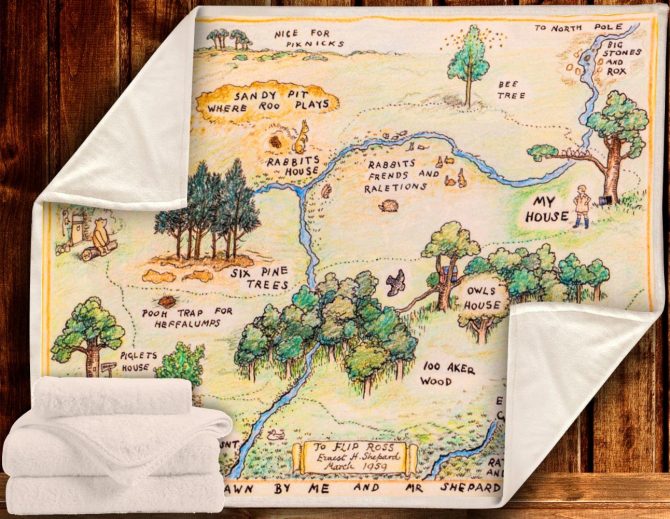 Cozy 100 Acre Wood Map Blanket – Perfect For Kids & Storytime Adventures