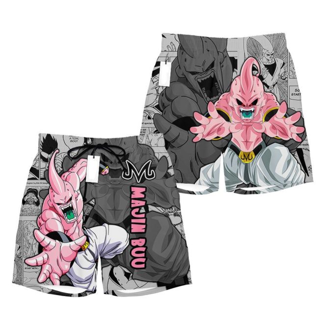 Majin Buu Anime Swim Shorts - Cool Comic Print Trunks For Summer Fun