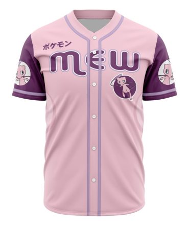 Stylish Pink Baseball Jersey Featuring Cute Mew Design – Perfect For Pokémon Fans!