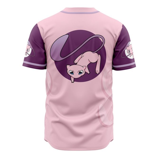 Stylish Pink Baseball Jersey Featuring Cute Mew Design – Perfect For Pokémon Fans! - Image 2