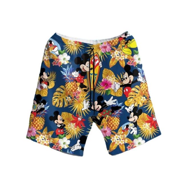 Vibrant Tropical Mickey Mouse Swim Shorts - Fun Summer Beachwear For Kids & Adults