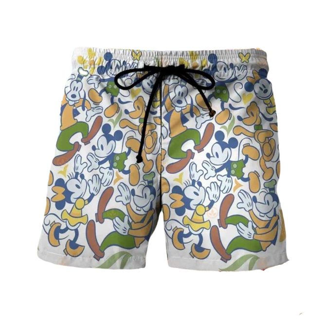 Men'S Cartoon Print Swim Trunks - Colorful Quick-Dry Beach Shorts With Drawstring