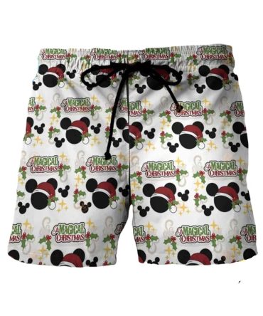 Festive Mickey Mouse Christmas Shorts - Holiday Magic Design For Men & Women