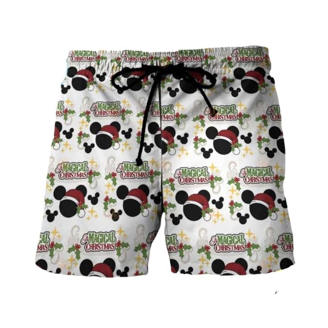 Festive Mickey Mouse Christmas Shorts - Holiday Magic Design For Men & Women