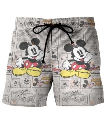 Vintage Mickey Mouse Comic Print Shorts - Casual Summer Wear For Disney Fans