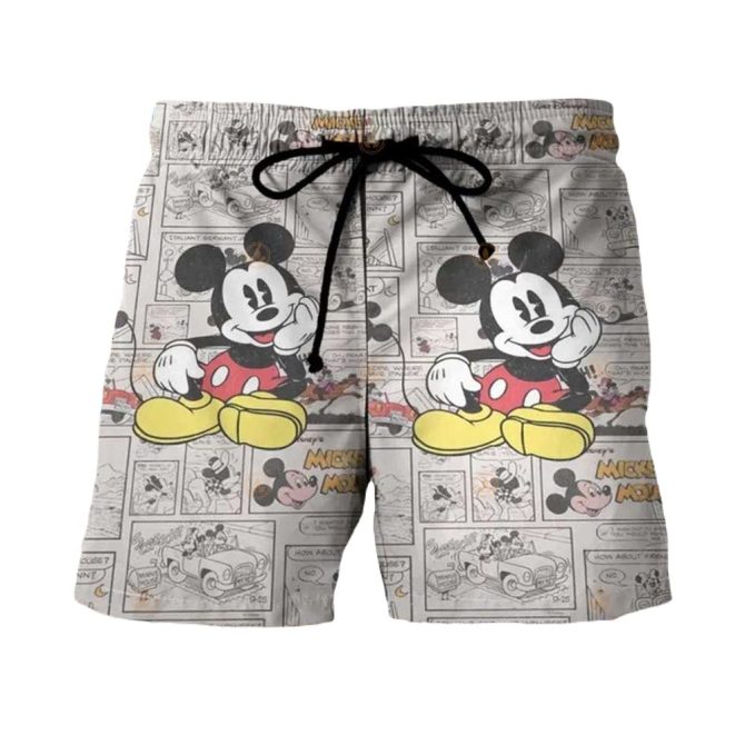 Vintage Mickey Mouse Comic Print Shorts - Casual Summer Wear For Disney Fans