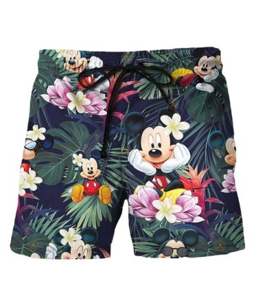 Men'S Tropical Cartoon Print Swim Trunks - Fun Summer Beachwear Shorts