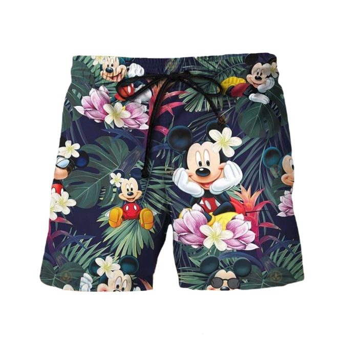 Men'S Tropical Cartoon Print Swim Trunks - Fun Summer Beachwear Shorts
