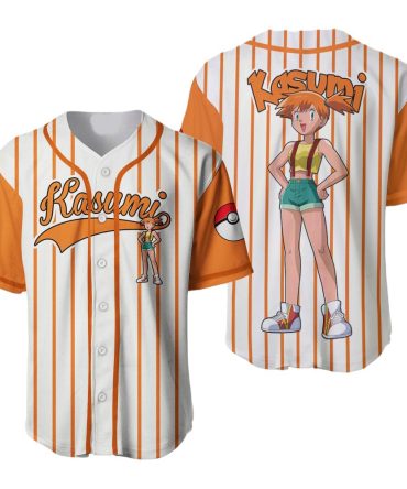 Anime Baseball Jersey – Stylish Orange Striped Tee With Graphic Print For Fans