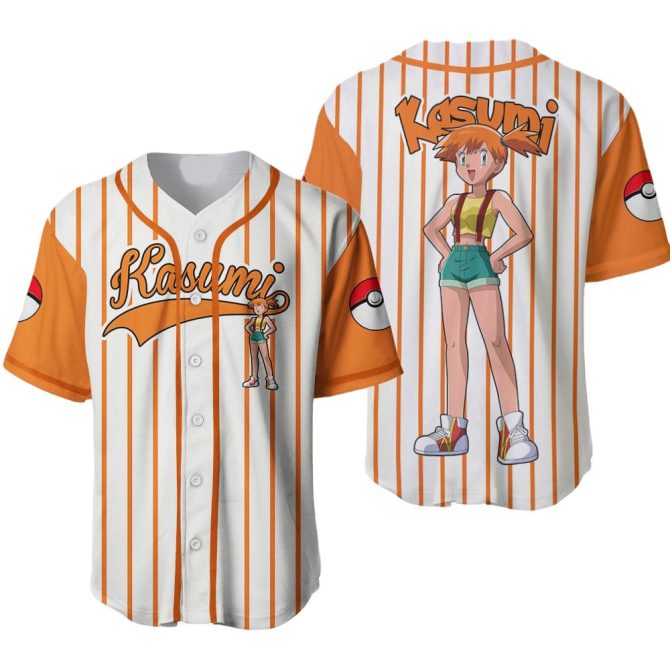 Anime Baseball Jersey – Stylish Orange Striped Tee With Graphic Print For Fans