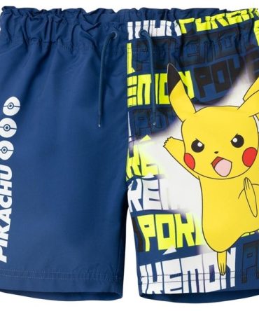 Kids' Pokémon Pikachu Swim Shorts - Vibrant Blue & Yellow Design