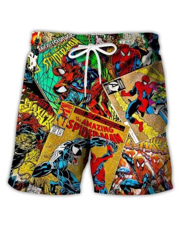 Comic-Inspired Spider Shorts - Vibrant Swimwear For Marvel Fans