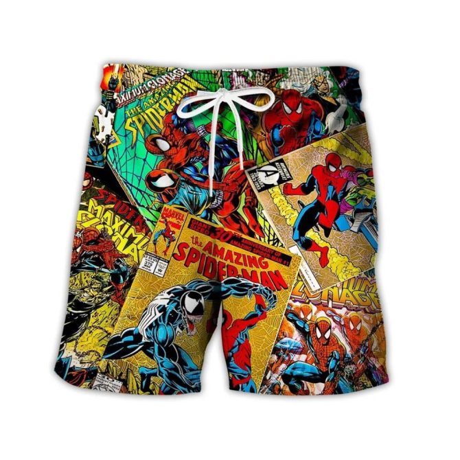 Comic-Inspired Spider Shorts - Vibrant Swimwear For Marvel Fans