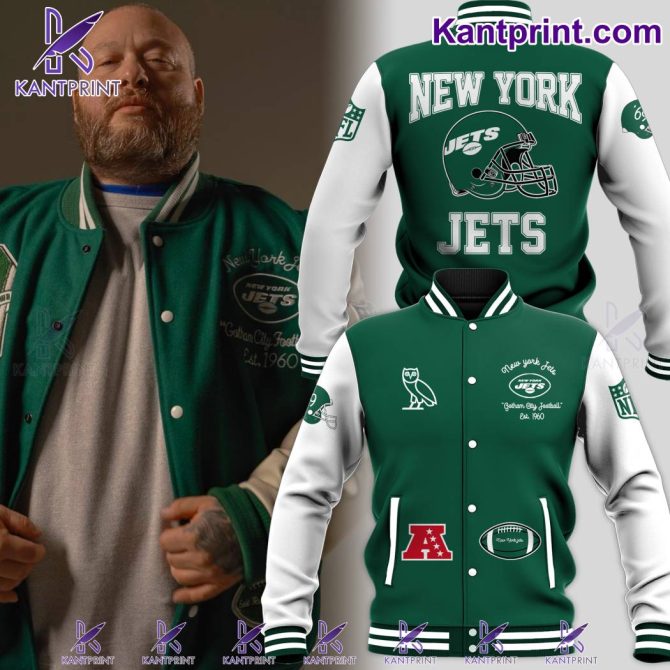 Stylish New York Jets Varsity Jacket - Official Nfl Team Apparel, Perfect Gift For Fans!