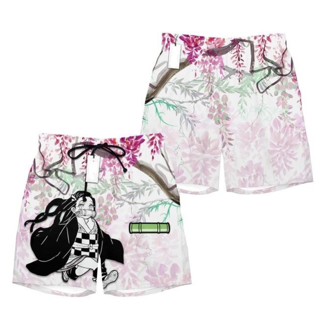 Anime Floral Swim Shorts - Lightweight, Comfortable & Stylish Beachwear For Fans