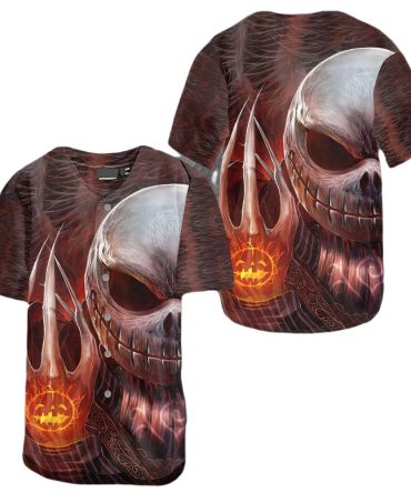 Skull & Flames Baseball Jersey - Bold Halloween Shirt For Men - Unique Gothic Style