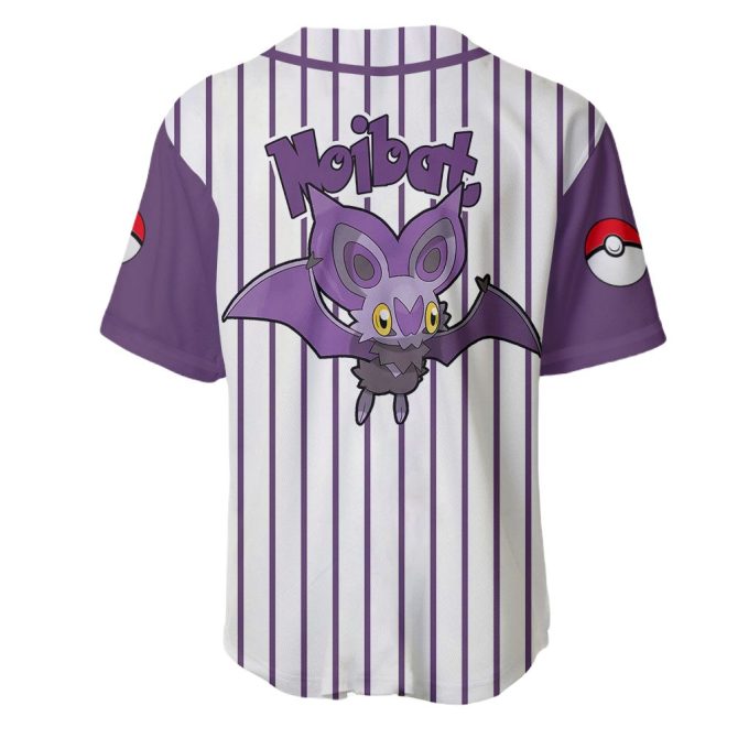 Limited Edition Noibat Baseball Jersey – Stylish Purple & White Pokéball Design - Image 3
