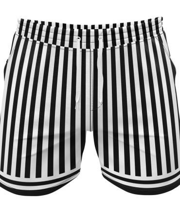 Men'S Black & White Striped Athletic Shorts - Trendy Summer Casual Wear