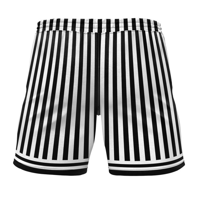 Men'S Black & White Striped Athletic Shorts - Trendy Summer Casual Wear - Image 2