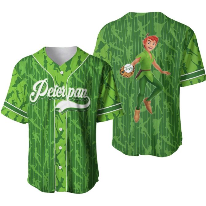 Unisex Peter Pan Baseball Jersey - Vibrant Green Adventure Shirt For Fans