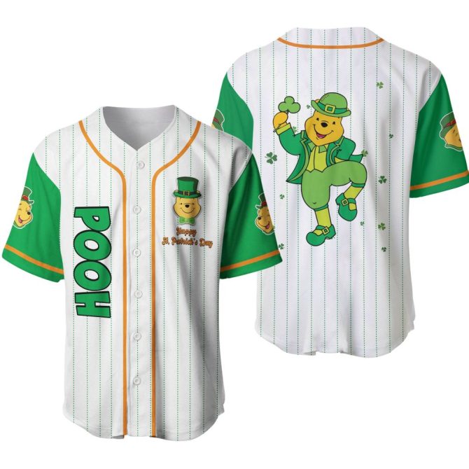 Lucky St. Patrick'S Day Baseball Jersey - Green & White With Fun Cartoon Design