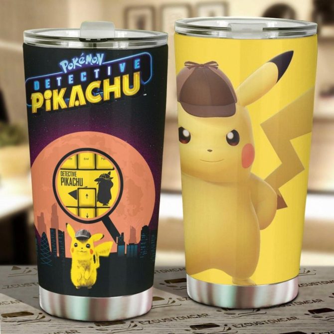 Detective Pikachu Insulated Tumbler - Pokémon Themed Stainless Steel Travel Mug - 20Oz