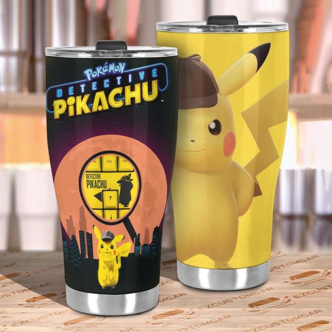 Detective Pikachu Insulated Tumbler - Pokémon Themed Stainless Steel Travel Mug - 20Oz - Image 2