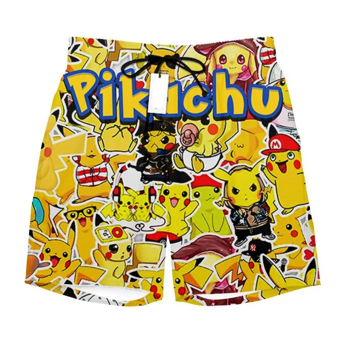 Vibrant Pikachu Graphic Swim Shorts - Fun & Trendy Beachwear For Kids & Adults - Image 2