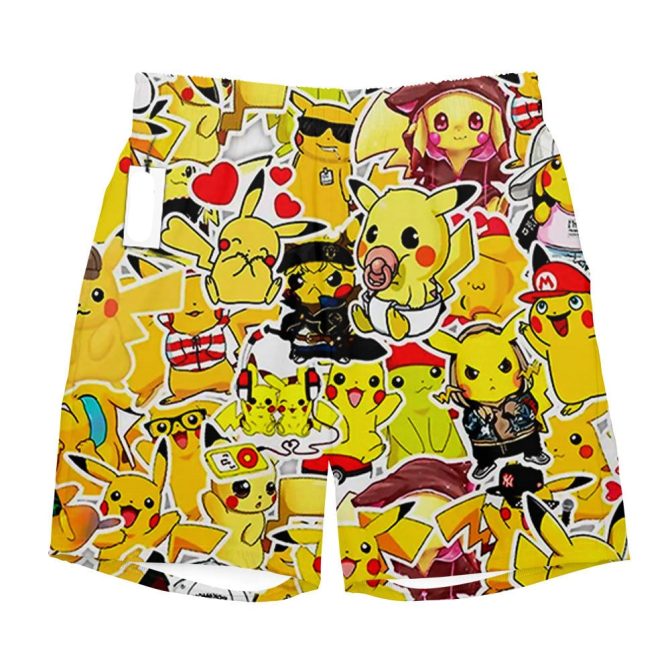 Vibrant Pikachu Graphic Swim Shorts - Fun & Trendy Beachwear For Kids & Adults - Image 3