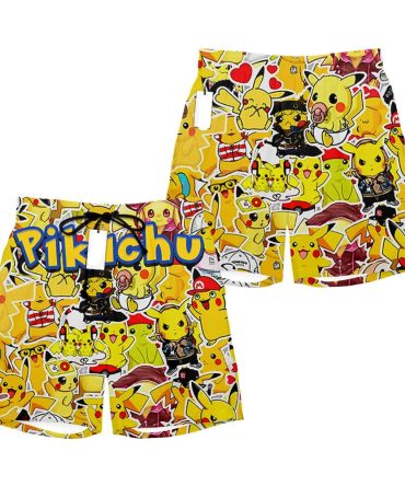 Vibrant Pikachu Graphic Swim Shorts - Fun & Trendy Beachwear For Kids & Adults