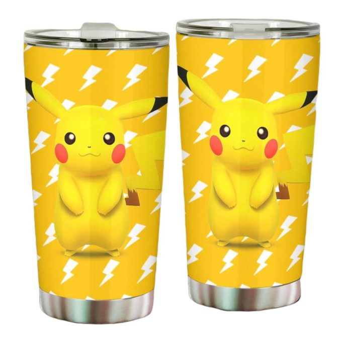 Insulated Pikachu Tumbler - 20Oz Stainless Steel Travel Mug - Keep Drinks Hot/Cold - Cute Pokémon Gift