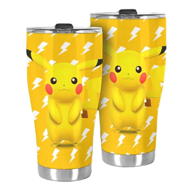 Insulated Pikachu Tumbler - 20Oz Stainless Steel Travel Mug - Keep Drinks Hot/Cold - Cute Pokémon Gift - Image 2