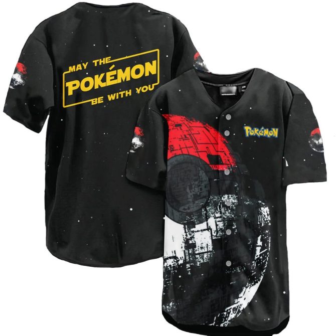 Catch 'Em All: Star Wars-Inspired Pokémon Baseball Jersey – Unique Galaxy Design