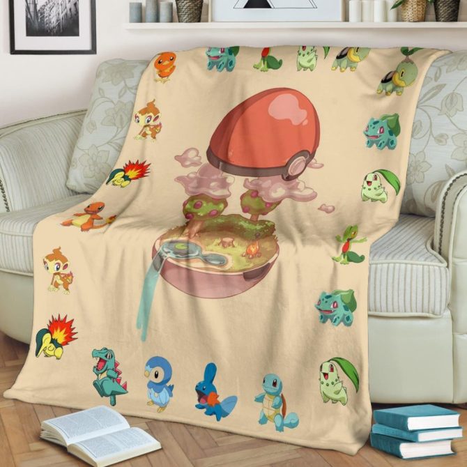 Cozy Pokémon Adventure Blanket - Soft Fleece Throw With Cute Starter Designs - Image 2