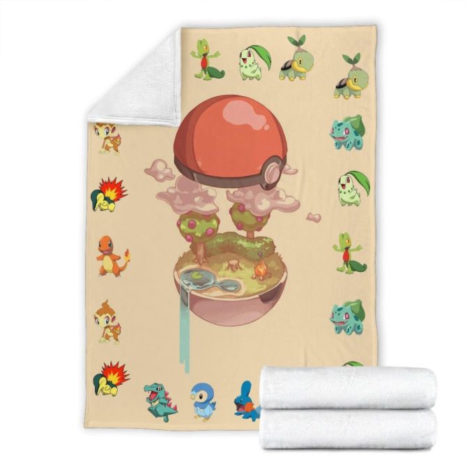 Cozy Pokémon Adventure Blanket - Soft Fleece Throw With Cute Starter Designs - Image 3