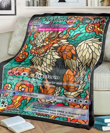 Cozy Arcanine Vmax Blanket - Perfect Gift For Pokémon Fans - Vibrant Stained Glass Design